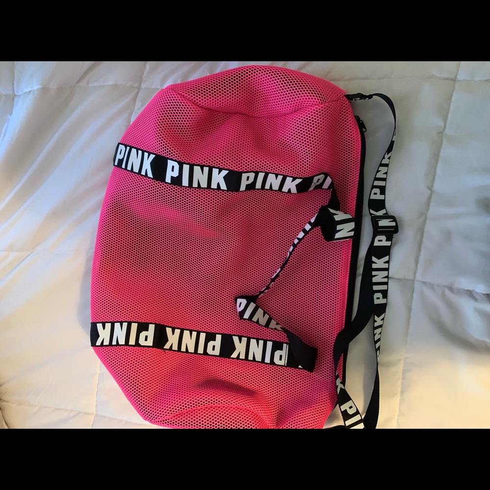 Pink duffle bag
